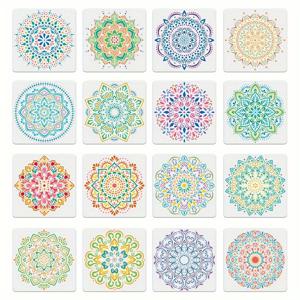 TEMU 스프레이 페인팅 및 DIY 재료 템플릿용 16개 세트 새로운 라운드 만다라 그림 중공 템플릿