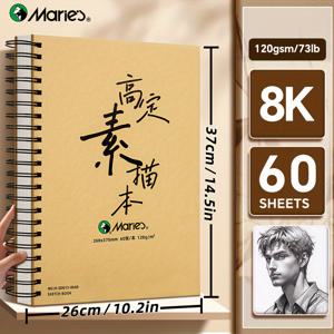 TEMU 마리 에스(Marie'S) 나선형 스케치북 1개, 16K/A4/8K 고화질 패드 (60매 포함), 드로잉, 페인팅, 쓰기에 적합한 대형 노트, 창의력 향상 선물로 적합, 및 성인용 (73Lb/120Gsm).