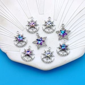 TEMU 믹스 8개 세트 화려한 화이트 컬러, 화려한 핑크 컬러, 화려한 퍼플 컬러 별꽃 펜던트 소규모 비즈니스 용품 UV 화이트 골드 실버 도금 별 참 장식, 주얼리 만들기 팔찌 귀걸이 액세서리 DIY 수제 공예