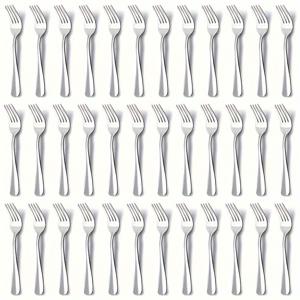 TEMU 고품질 식품 등급 스테인리스 스틸 실버 포크 24/36개입, 식사 포크, 커트러리 포크, 광택 마감, 식기세척기 사용 가능, 가정 주방 및 레스토랑에 적합.