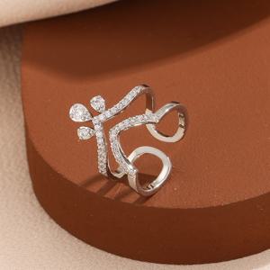 TEMU 빈티지 보호 커프 링 - 여성용 - 18K 금도금 구리 합성 지르코니아 조절 가능한 네일 링 디자인 모든 계절에 적합 - 발렌타인 데이 로맨틱 선물, 축제 파티 액세서리, 2월 탄생석