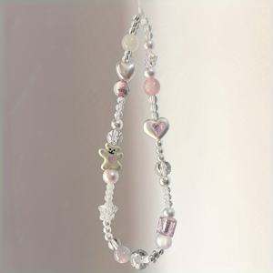 TEMU 점프하는 곰 모바일 폰 소녀용 셀룰러 체인 비즈 랜야드 펜던트 여성용