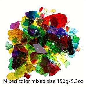 TEMU 5.3oz (150) 미리 잘린 크랙 아이스 스테인드 글라스 시트 - 타일, 작은 정사각형 조각, DIY 공예, 벽화 제작, 욕조 및 타일링용 - 초보자와 전문가를 위한 조립, DIY 공예 재료