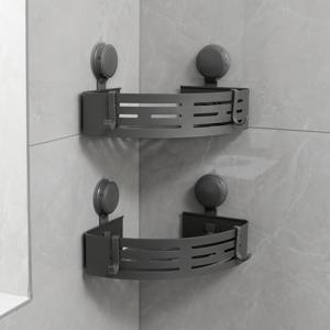 TEMU 공간 절약형 회색 코너 선반 - 쉬운 설치 흡착컵, 1/2/3단 욕실 정리대 & 수납 선반, 벽걸이 알루미늄 디자인