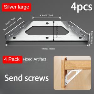 TEMU 4개 세트, 나사 포함, 스테인리스 스틸 다기능 두꺼운 코너 브래킷, 3면 고정, 삑삑거리는 방지 패스너, 침대 프레임 및 의자 강화 액세서리용 흔들림 방지 코너 브래킷