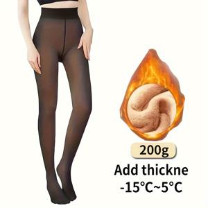 TEMU 1쌍 블랙 시어 라이트 베이지 타이트 레깅스 (발끝 포함), 200g 두꺼운 가을/겨울 여성용 누드감 레깅스, 따뜻한 보온 여성용 언더웨어 팬츠, 아우터웨어