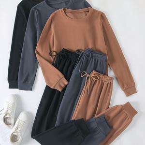 TEMU 코듀로이 원단의 긴팔 여성 스포츠 슈트 세트 3종