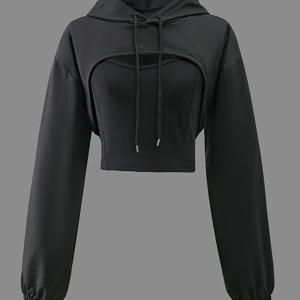 TEMU 2피스 Y2K 솔리드 컬러 아메리칸 후드 스웨트셔츠 + 탱크탑 세트, 스위트 & 스파이시 패션 여성용 봄 여름 가을 2024 신상 솔트 스타일 스트리트웨어 스포츠 캐주얼