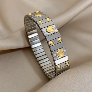 TEMU 1개 트렌디한 새로운 시계 디자인, 스테인리스 스틸 소재, 펜타그램 탄성 팔찌 포함, 스타일리시한 메탈 주얼리 컬렉션 (수주 및 소매용)