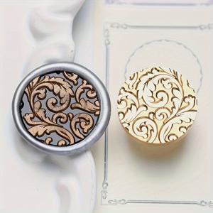 TEMU 1개 빈티지 텍스처 시리즈 왁스 씰 스탬프 | 엠보싱 기술, 탈착식 황동 헤드, 웨딩 초대장, 와인 포장, 카드 포장에 적합 - 왁스 미포함|실링왁스