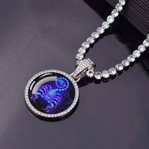 TEMU 1개 12별자리 목걸이 양자리 전갈자리 사수자리 물고기자리 유리 돔 라인스톤 펜던트 체인 남녀공용 천문학 패션 주얼리 생일 선물