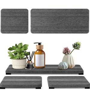 TEMU 3개 흡수성 규조토 매트, 직사각형, 홈 트레이 주방 및 욕실 손소독제, 식물 및 화장품 흡수용, 12피트 매트 1개 *10cm+2개, 지름 10cm