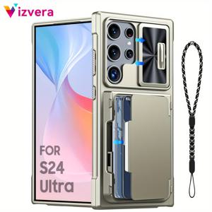 TEMU 삼성 갤럭시 S24 울트라 지갑 케이스, 카드 홀더 (카드 4개) & 카메라 보호 & 스탠드, [RFID 차단] 남녀 공용, S24 울트라 2024 완전 보디 보호 PC 케이스, 여성용 휴대폰 케이스, 카드 슬롯 휴대폰 케이스|카드지갑|폰케이스|지갑