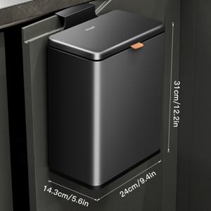 TEMU 냄새를 막는 뚜껑이 있는 스테인레스 스틸 직사각형 주방 캔 1개, 싱크대 아래 공간 절약형 콤포스트 바인, 쉽게 청소할 수 있는 현대적인 디자인, 전기 필요 없음, 2가지 색상 선택 가능|싱크대