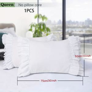 TEMU 1개 프렌치 컨트리 베개커버 - 핸드 러플링 파스텔 디자인, 소프트 저알러지 100% 폴리에스터, 세탁기 사용 가능 연한 베이지색 침실·거실·복도용 장식 커버 (내부 쿠션 미포함), 부드러운 폴리에스터 | 러플 베개커버