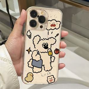 TEMU TKJ097#삼성용#개가 아이스크림을 먹는 폰 케이스, 갤럭시 S24 S23Ultra S22 S21 S20 Plus FE A30 A20 A50S A13 A22 A32 A72 A51 A73 A71 A23 A14 A34 A54 A15 A25 A35 A55용 만화 프린트 TPU 풀 패키지 소프트 쉘 방탄 보호 커버