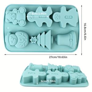 TEMU 6구 실리콘 크리스마스 베이킹 몰드 - 남성용 축제용 진저브레드, 크리스마스 트리 및 케이크, 디저트, 젤리, 초콜릿, 비누, 캔들 디자인 - 내구성 있고, 세척하기 쉽고, 오븐 안전한 베이킹용, 진저브레드 크리스마스 장식