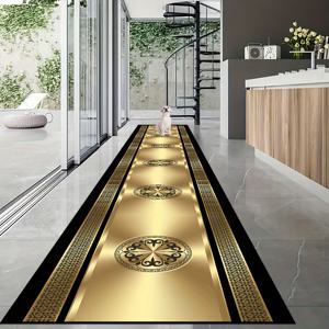 TEMU 호텔용 고급 유럽 스타일 웰컴 러그 1개, 빌라 현관 및 복도용 골든 장식 카펫, 연회실용 스타일리시 세탁 가능한 카펫, 공항 라운지용 소프트 러너 매트