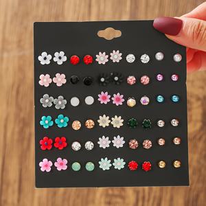 TEMU 세련되고 정교한 컬러풀 플라워 스터드 귀걸이 30쌍 세트. 데일리 파티 및 댄스 파티에 잘 어울리는 패셔너블한 여성에게 완벽한 선택이며, 선물용으로도 좋습니다.