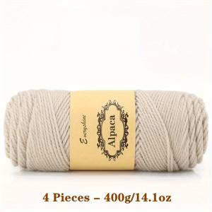 TEMU 알파카 울 실 4개 세트, 멀티컬러 & 마를드 알파카 실 패키지, 뜨개질 및 크로셰용, 따뜻한 겨울 공예 프로젝트, 스웨터, 숄, 모자, 100g/볼, 4볼 (총 400g/14.1oz)