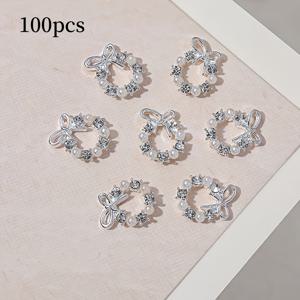 TEMU 100개 크리스마스 네일 아트, 라인스톤과 진주가 장착된 참, 3D 메탈 합금 눈꽃, 사슴, 눈사람으로 디자인된 네일 장식|네일|네일아트