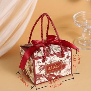 TEMU 50개 꽃무늬 종이 선물 상자 리본 포함 - 결혼식, 약혼식, 크리스마스 이브 및 생일 파티에 완벽함