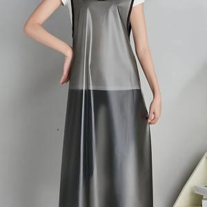 TEMU PU 경량 앞치마, 뛰어난 드레이프와 부드러운 질감, 무릎 아래까지 길게 디자인되어 가을, 겨울, 봄 시즌 주방, 어업, 야외 작업에 이상적인 작업복. 식품 및 수산업 필수 아이템!