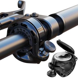 TEMU 에어태그 거치대가 있는 슬림 알루미늄 합금 자전거 벨 - 도로, 전기 및 산악 자전거에 적합 - 22.2-31.8mm 핸들바 호환, 블랙 매트 마감