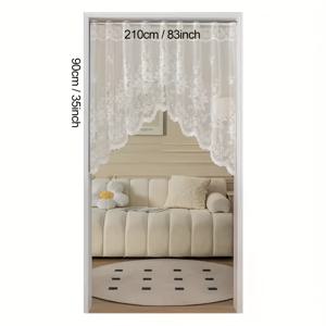 TEMU 매력적인 러스틱 레이스 플로랄 발란스 - 주방 & 출입구용 로드 포켓 쇼트 커튼, 세탁 가능한 폴리에스테르 홈 데코, 주방 커튼