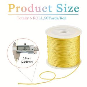 TEMU 6롤 6색 나일론 중국 매듭 끈, 혼합 색상, 0.8mm, 50야드/롤, DIY 주얼리 귀걸이 목걸이 팔찌 만들기용, 장식품 제작