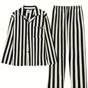 TEMU [Aomishi Jia 브랜드 + 오프 비교] 2024년 신상 남성용 긴팔 잠옷 (봄/가을), 디자인, 홈웨어 및 캐주얼 웨어에 적합, 가벼운 라운지웨어 세트