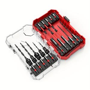 TEMU EZARC 24pcs 카운터싱크 드릴 비트 세트, 나사 드라이버 비트가 있는 나무용 타원형 드릴 비트, 연장 비트 샤프트 및 나무 막대, 니트리드 처리 HSS, 나무 공예 및 가정용 DIY에 적합한 정밀 깊이 제어