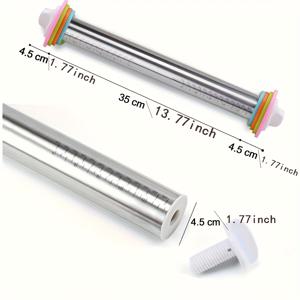 TEMU 1pc 조절 가능한 스테인레스 스틸 롤링 핀, 두께 가이드가 있는 다용도 도우 롤러, 베이킹, 피자, 파이, 과자, 파스타, 쿠키용 - 크리스마스, 할로윈, 부활절, 추수감사절, 어머니의 날에 이상적