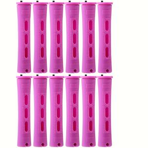 TEMU 12피스 헤어 스타일링 세트: 펌 로드, 콜드 웨이브 로드 & 스틸 핀 테일 콤 - 모든 헤어 타입용 - 핑크