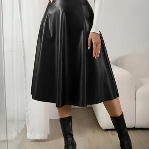 TEMU TU017# 우아한 디렉셔널 패션 하이웨이스트 미디 스커트 가을/겨울용