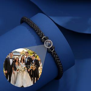 TEMU 순수 구리 비즈로 제작된 맞춤형 컬러 이미지 프로젝션 손목 밴드, 4줄 손으로 짠, 어머니, 파트너, 연인, 가족, 친구, 동급생을 위한 선물로 적합, 휴일, 생일, 발렌타인데이