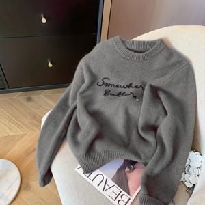 TEMU 자수 소프트 왁스 스웨터 여성 가을/겨울 디자인 스위트 어게인 스웨터