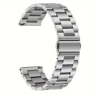 TEMU 20mm 및 22mm 3구 스테인리스 스틸 시계 밴드는 Huawei Watch GT 4, 3, 2, 2E 46mm, Samsung Galaxy Watch 7, 6, 5, 4 40mm, 44mm, Galaxy Watch 6 Classic 47mm, 43mm, Gear S3 Classic 및 Frontier 스트랩과 호환됩니다.