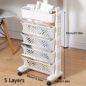 TEMU 1pc 다층 휴대용 책상 정리함, 플라스틱 롤링 사무용 파일 보관함, 바퀴가 달린 책장으로 가정 및 사무실 사용에 적합합니다.|책상|책꽂이|책장