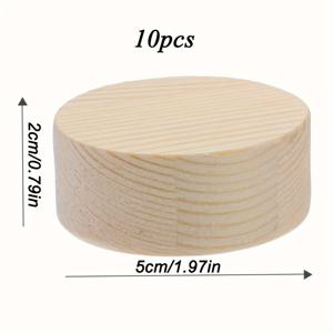 TEMU 1.97인치의 작은 원통형 나무 블록 10개 세트, 1.97 X 0.79인치의 나무 트레이 포함, 미술 및 공예 프로젝트에 적합.