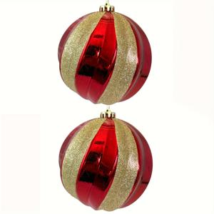 TEMU 2개 15cm/6인치 빨간색 골든 크리스마스 볼 장식, 산산이 조각 나는 플라스틱 크리스마스 트리 장식, 크리스마스 파티 웨딩 휴일 장식