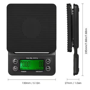 TEMU 타이머가 있는 3kg/0.1g 디지털 커피 저울, 다기능 주방 및 식품 무게 저울, LCD 디스플레이, 드립 커피, 베이킹 및 요리용 정밀 측정, 블랙 플라스틱 디자인