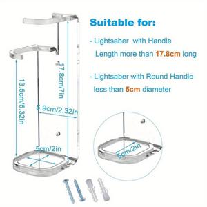TEMU 17.8cm 이상의 라이트세이버와 라운드 핸들 검 및 라이트세이버와 호환되는 클리어 월 마운트 라이트세이버 디스플레이 스탠드