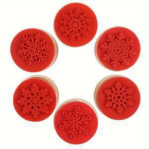 TEMU 6개 눈꽃 꽃무늬 목재 고무 스탬프, 카드 만들기 스크랩북 및 공예용 크리스마스 장식