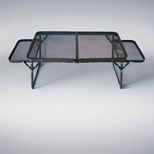 TEMU 휴대용 캠핑 테이블, 접이식 바베큐 테이블, 가족 캠핑 테이블, 작은 알루미늄 합금 커피 테이블 (2개의 측면 선반 포함), 높이 조절 가능, 캠핑, 피크닉, 해변, 바베큐 등 야외 활동에 적합, 블랙 색상.