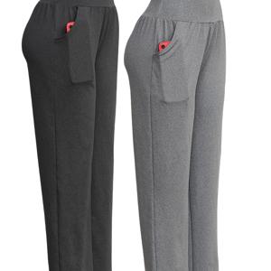 TEMU 2피스 세트 신상 여성 스포츠 롱 팬츠, 와이드 레그 디자인, 높은 탄성, 요가 바지, 트레이닝 바지, 피트니스 바지, 런닝 바지, 쉐이핑 아웃도어 바지.