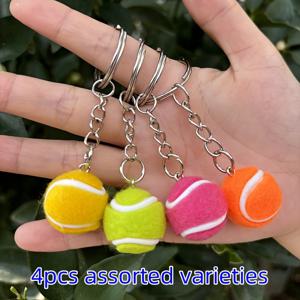 TEMU 4개 세트 미니 테니스 키체인 - 2cm 레진 테니스볼 컬러풀 퍼리 코팅, 가방 장식 & DIY 액세서리, 테니스 애호가를 위한 완벽한 선물|키링|키링부자재