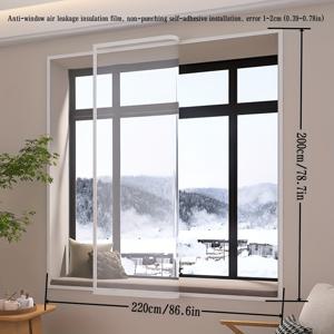 TEMU 방풍 투명 단열 필름, 겨울용 창문 방풍 및 추위 차단 필름, 두꺼운 플라스틱 천 고화질 클리어 무공구 접착식 열림막, 다양한 문과 창문, 유리창, 주방 창문, 침실 창문 등에 적합|필름