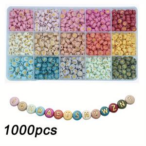 TEMU 15-그리드 무지개 알파벳 비즈 세트, 쥬얼리 만들기, 우정 팔찌, 목걸이, 창의적인 DIY 공예를 위한 아크릴 우아한 문자 비즈, 전원 필요 없음