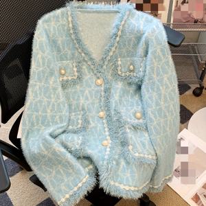 TEMU 유럽 및 미국 스타일의 새로운 우아한 가을/겨울용 작은 향기 바람 태슬 버튼 스웨터 코트